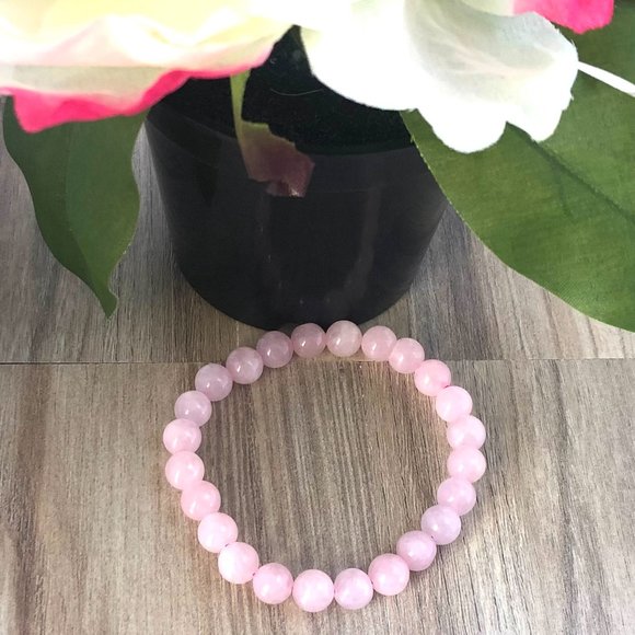 Rose Quartz Natural Stone Beads Stretchable Bracelet 7" - 8mm Beads - Best gift - Picture 3 of 5
